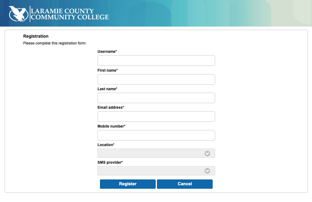 Screenshot of the second webpage for the wireless sign-on where users register with the name and other information.lighted for "Or register for guest access"