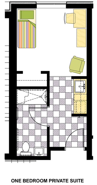 One-bedroom private
