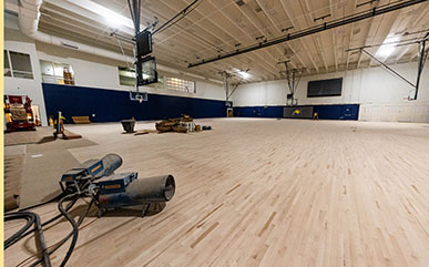 photo on the construction of the RAC gym floor