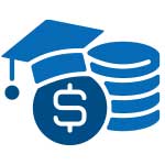 icon with graduation cap and coins