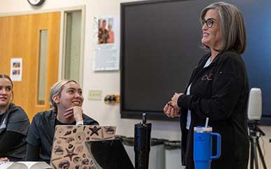 Angela Burge, faculty for Nursing, teaching in a Nursing class