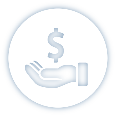 endowment icon with hand and dollar sign