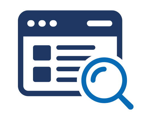 icon of a webpage and magnifying glass