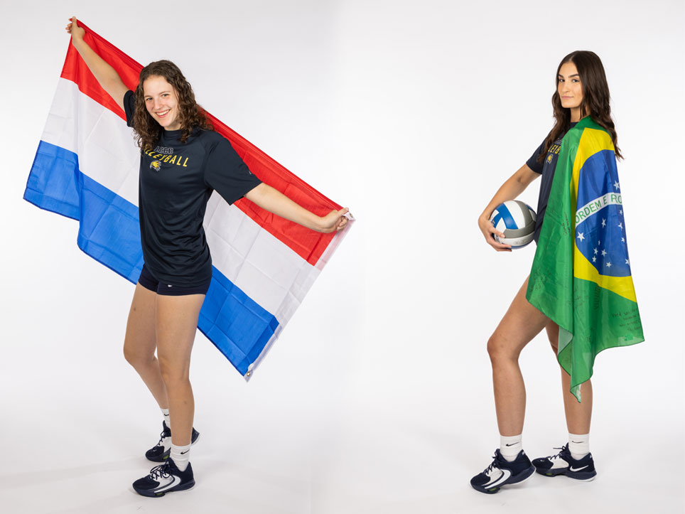 Photo of two LCCC volleyball players from other countries