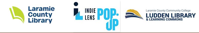 Laramie County Library Logo, Indie Lends Pop-up logo, Laramie County Community College Ludden Library & Learning commons logo