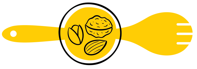 yellow spoon with three nuts icon