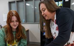 LCCC student Emma works with accounting instructor Danielle Adams