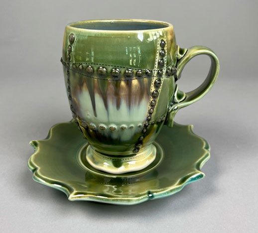 Photo of a teacup and plate set made by Michael Lemke