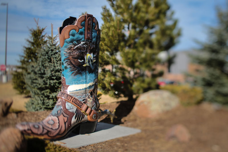 LCCC's boot sculpture on campus