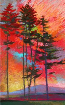 pastel artwork of trees by Robert Carsten