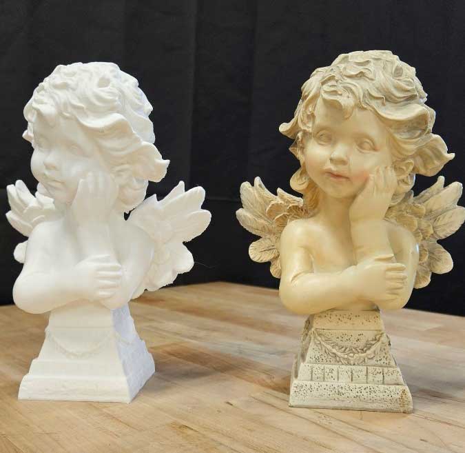 3D printed cherub that was duplicated using the scanner