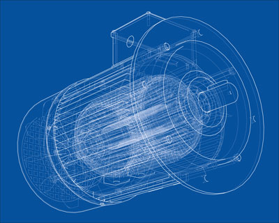 illustration of a 3D model from a computer of a cylindrical part